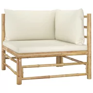 Sofy ogrodowe - VidaXL Lumarko Ogrodowa sofa narożna, śmietankowe poduszki, bambus 313145 VidaXL - miniaturka - grafika 1