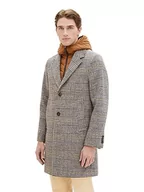 Płaszcze męskie - TOM TAILOR męski płaszcz wełniany, 32523 – beżowy brązowy wool Check, M - miniaturka - grafika 1