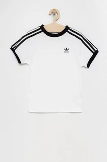 Koszulki dla dziewczynek - Adidas Originals T-shirt dziecięcy kolor biały gładki - grafika 1