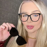 Okulary korekcyjne, oprawki, szkła - Damskie kocie okulary do komputera z nakładką przeciwsłoneczną Clip-on 2594 - miniaturka - grafika 1