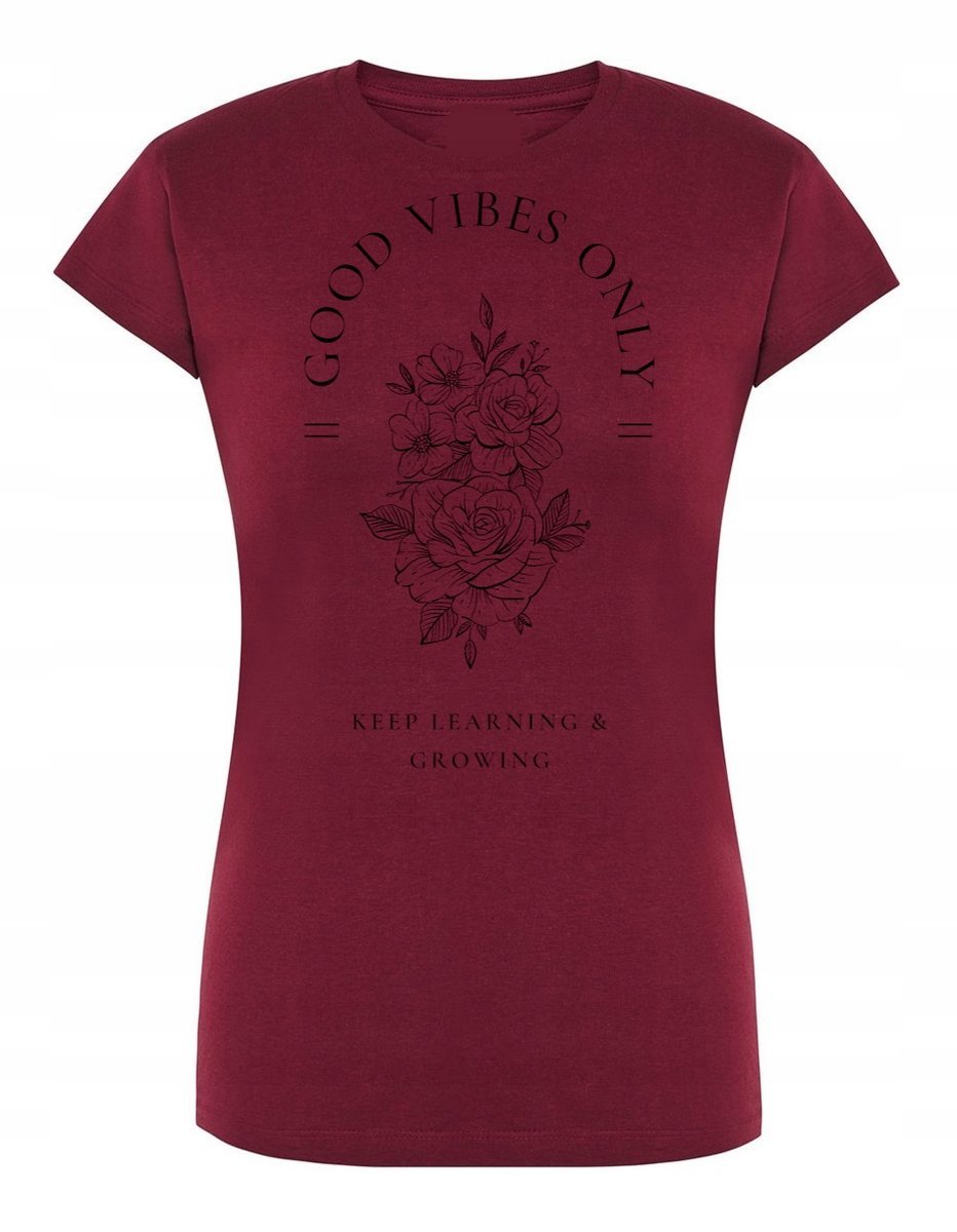 T-Shirt damski nadruk Good Vibes Only KWIATY r.XXL