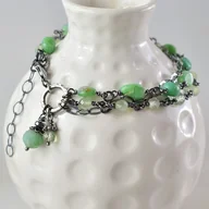 Bransoletki - Chryzopraz z frenitem w srebrze - bransoletka - miniaturka - grafika 1