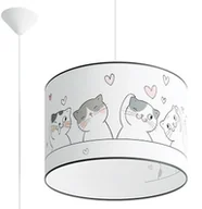 Lampy sufitowe - Lampa wisząca dla dzieci z abażurem w koty - A585 P4-T76 - miniaturka - grafika 1