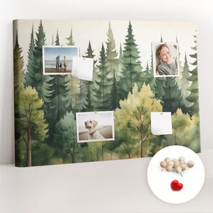 Planer na ścianę, Tablica korkowa 100x70 cm, Drewniane Pinezki, wzór Krajobraz las - Tablice i flipcharty - miniaturka - grafika 1