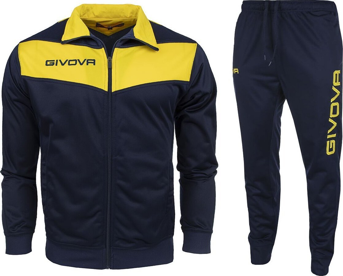Givova Dres treningowy piłkarski komplet bluza spodnie Givova Tuta Visa Triacetato granatowo-żółty TR018 0407 S