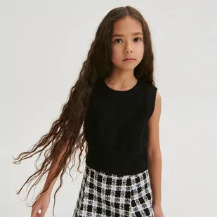 Reserved - Dzianinowy top - Czarny - Swetry dla dziewczynek - miniaturka - grafika 1