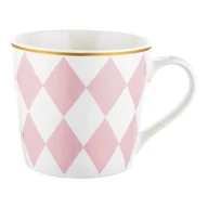 Kubki - Kubek Geometric Romby 400 ml różowo-biały - miniaturka - grafika 1