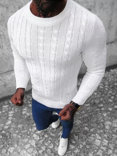 Sweter męski biały OZONEE NB/MM6021/1 - Ozonee - Swetry męskie - miniaturka - grafika 1