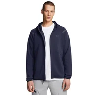 Bluzy męskie - Męska bluza dresowa rozpinana z kapturem Under Armour UA Unstoppable Fleece Full-Zip - granatowa - UNDER ARMOUR - miniaturka - grafika 1