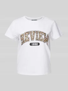 T-shirt z nadrukiem z logo - Koszulki i topy damskie - miniaturka - grafika 1