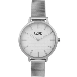 Zegarek Srebrny damski zegarek z bransoleta mesh PACIFIC X6198-01 - Zegarki damskie - miniaturka - grafika 1