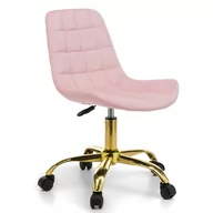 Krzesła - Krzesło obrotowe różowe CL-590-3 welurowe, złote nogi - miniaturka - grafika 1
