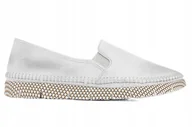 Mokasyny damskie - Espadryle Maciejka 03512-35 półbuty damskie srebrne skóra r.36 - miniaturka - grafika 1
