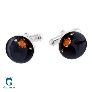 Srebrne spinki do mankietów z węglem i bursztynem SMW-021 - Spinki do mankietów i krawatów - miniaturka - grafika 2