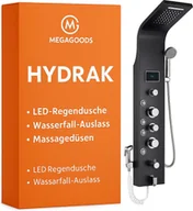 Masażery - Panel prysznicowy LED deszczownica wodospad dysze masujące czarny PL. - miniaturka - grafika 1