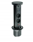 Gniazdka elektryczne - GTV przedłużacz biurkowy wpuszczany w blat CAMINO 2x gniazdo z uziemieniem gniazdo elektryczne 1xUSB A+C indukcja 10W czarny - miniaturka - grafika 1