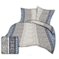 Pościel - Pościel z kory 180x200 granatowa biała beżowa paisley ornamenty - miniaturka - grafika 1