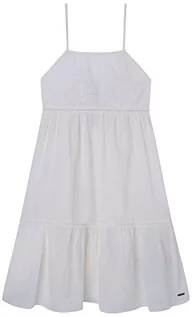 Sukienki - Pepe Jeans Hailey Sukienka dla dziewczynek, Biały (Mousse), 8 lat - grafika 1