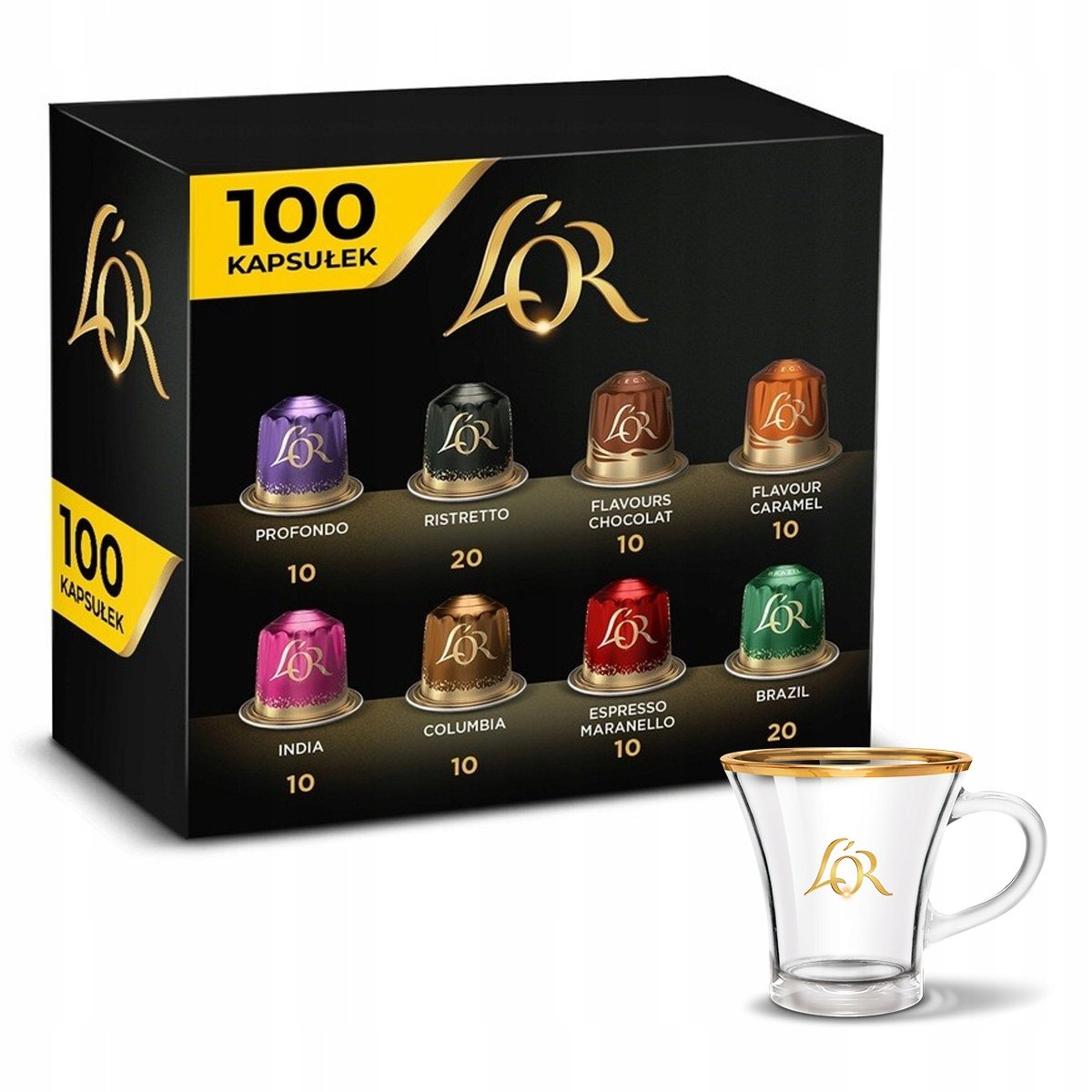 Kapsułki L'or zestaw 100 sztuk do Nespresso(r)* mix smaków filiżanka L'or