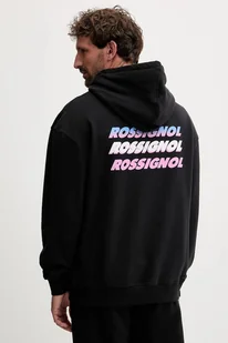 Rossignol bluza bawełniana WATERFALL RELAX męska kolor czarny z kapturem wzorzysta RLOMS02 - Bluzy męskie - miniaturka - grafika 1