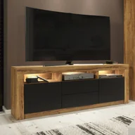 Szafki RTV - Szafka RTV Shine 160cm ONE FURNITURE - Laminat Dębowy & Czarny - miniaturka - grafika 1