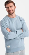 Bluzy męskie - Ombre Bluza męska dresowa BASIC z okrągłym dekoltem - niebieska V7 OM-SSBN-0175 M - miniaturka - grafika 1