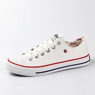 Trampki damskie - Białe tekstylne trampki damskie LEE COOPER 0875L - Lee Cooper - miniaturka - grafika 1