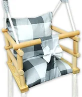 Leżaczki i huśtawki - Huśtawka dla dzieci drewniana 3w1 w kratkę F8-R55 - miniaturka - grafika 1
