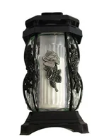 Lampiony i znicze - Znicz szklany, kapliczka czarna z srebrną różą i napisem "Pamiętam" - miniaturka - grafika 1