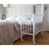 Łóżeczka i kojce - Łóżeczko dostawne 2w1 + materac BIAŁE - miniaturka - grafika 1
