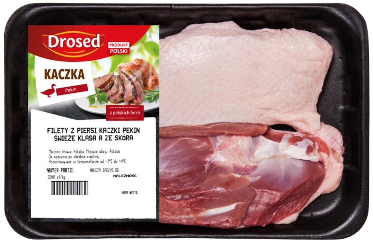 Filet z kaczki pekin klasa A, produkt głęboko mrożony, kaliber 700 g