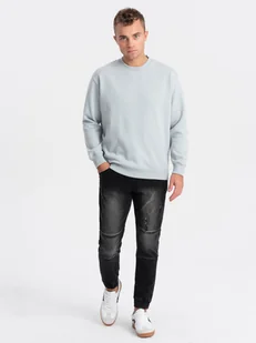 Spodnie męskie marmurkowe JOGGERY z przetarciami - czarne V2 OM-PADJ-0153 - Ombre Clothing - Spodnie męskie - miniaturka - grafika 1