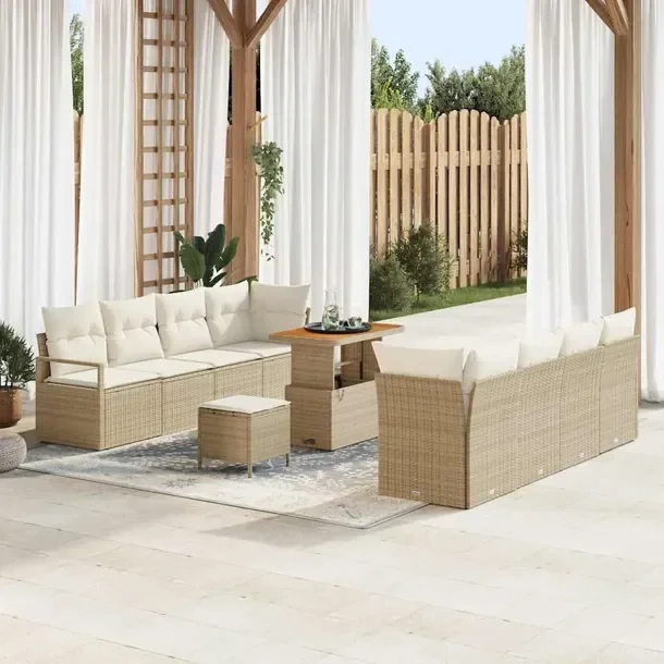 Modułowy Zestaw Sof Ogrodowych, Rattan, Beżowy, 4 Elementy