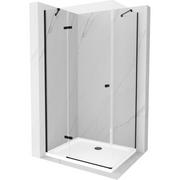 Kabiny prysznicowe - Mexen Roma kabina prysznicowa uchylna 120x100 cm, transparent, czarna + brodzik Flat, biały - miniaturka - grafika 1