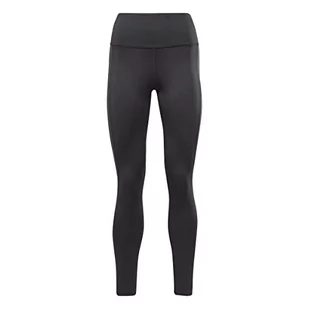 Reebok Damskie nowoczesne legginsy z poliestru Safari, Czarny, S - Legginsy - miniaturka - grafika 1