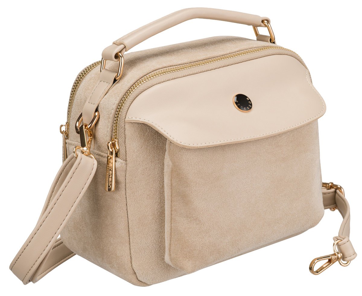 Listonoszka damska do ręki lub na ramię beżowa PETERSON torebka mała na suwak