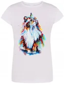 Koszulki i topy damskie - T-Shirt damski nadruk Kolorowy Kot Rozm.L - miniaturka - grafika 1