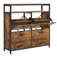 Szafki na buty - Szafka Na Buty Z 4 Klapkami Półka Na Buty Wywrotka Na Buty Skrzynia Na Buty W Przedpokoju Na 12-20 Par Butów, 98,3 X 30 X 95 Cm, - miniaturka - grafika 1