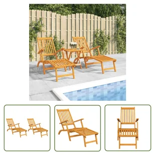 The Living Store Leżaki tarasowe z podnóżkami - 2 szt. - lite drewno akacjowe - Leżak - Leżaki ogrodowe The Living Store Leżaki tarasowe z podnóżkami - 2 szt. - lite drewno akacjowe - Leżak - Leżaki ogrodowe - miniaturka - grafika 1