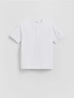 Koszulki dla chłopców - Reserved - Bawełniany t-shirt henley - biały - miniaturka - grafika 1