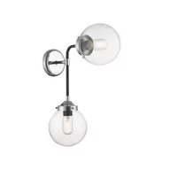 Lampy ścienne - Zuma Line Ścienna LAMPA industrialna RIANO W0454-02D-STAC szklana OPRAWA molekuły ZWIS kule balls chrom czarne przezroczyste W0454-02D-STAC - miniaturka - grafika 1