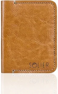 Solier Cienki skórzany męski portfel SOLIER SLIM JASNY BRĄZ JULIANA - Portfele - miniaturka - grafika 1