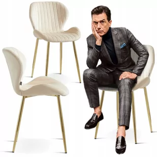 KRZESŁO TAPICEROWANE GLAMOUR WELUR FOTEL SALON - Krzesła - miniaturka - grafika 1