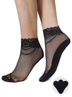 Skarpetki damskie - Skarpety damskie koronkowe za kostkę kwiaty i łańcuszki czarne 3PAK 36-41 YOCLUB - miniaturka - grafika 1