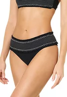 Stroje kąpielowe - goldenpoint Bikini damski kostium kąpielowy, średnio-wysoki krój, figi, ścieg dymny, czarny, S - miniaturka - grafika 1
