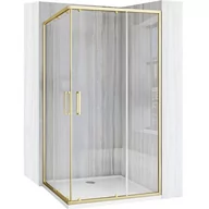 Kabiny prysznicowe - Rea Kabina prysznicowa kwadratowa 100x80 profil złoty szczotkowany City - miniaturka - grafika 1