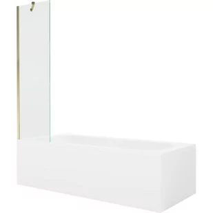 Mexen Vega wanna prostokątna 170 x 70 cm z obudową i parawanem 1-skrzydłowym 50 cm, transparent, złoty - Wanny - miniaturka - grafika 1
