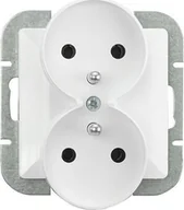 Gniazdka elektryczne - Abex PERŁA GNIAZDO PODWÓJNE P/T Z/U BIAŁE - miniaturka - grafika 1