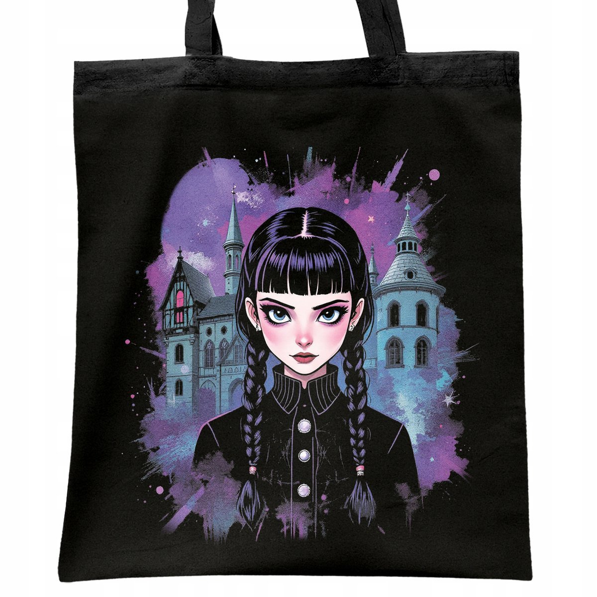 Torba bawełniana czarna na zakupy Nevermore Wednesday Dla Fanów