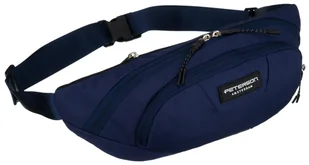 Miejska saszetka unisex granatowa nerka na biodra lub przez ramię PETERSON lekka modna funkcjonalna kieszonki na suwak crossbody sportowa - Nerki - miniaturka - grafika 1